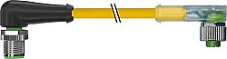 7000-40401-0330060 M12 male 90° / M12 female 90° A-cod. LED PUR 3x0.34 ye UL/CSA+drag ch. 0.6m