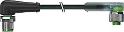 7000-40461-6330150 M12 male 90° / M12 female 90° A-cod. LED PUR 3x0.34 bk UL/CSA+drag ch. 1.5m