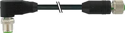 7000-40471-6420370 M12 male 90° / M12 female 0° A-cod. shielded PUR 5x0.34 shielded bk UL/CSA+drag ch. 3.7m - 1