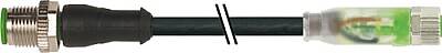 7000-40571-6500060 M12 male 0° / M8 female 0° A-cod. LED PUR 3x0.25 bk UL/CSA+robot+drag ch. 0.6m - 1