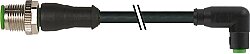 7000-40605-6300060 M12 male 0° / M8 female 90° A-cod. snap-in PUR 3x0.25 bk UL/CSA+drag ch. 0.6m