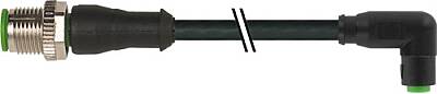 7000-40605-6300060 M12 male 0° / M8 female 90° A-cod. snap-in PUR 3x0.25 bk UL/CSA+drag ch. 0.6m - 1