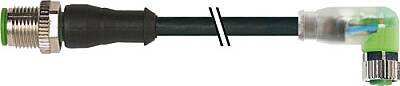 7000-40641-6330030 M12 male 0° / M8 female 90° A-cod. LED PUR 3x0.34 bk UL/ CSA+drag 0.3m - 1