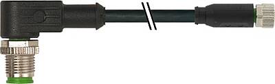 7000-40661-6100100 M12 male 90° / M8 female 0° A-cod. PVC 3x0.25 bk UL/CSA 1m - 1