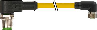 7000-40681-0100200 M12 male 90° / M8 female 90° A-cod. PVC 3x0.25 ye UL/CSA 2m - 1