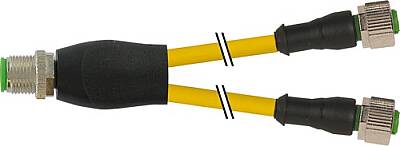7000-40701-0130015 Y-Distributor M12 male / M12 female 0° A-cod. PVC 3x0.34 ye UL/CSA 0.15m - 1