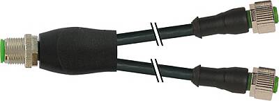7000-40701-6530100 Y-Distributor M12 male / M12 female 0° A-cod. PUR 3x0.34 bk UL/CSA+robot+drag ch. 1m - 1