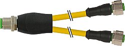 7000-40721-0130300 Y-Distributor M12 male / M12 female 0° A-cod. PVC 3x0.34 ye UL/CSA 3m