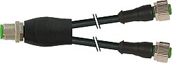 7000-40721-6330060 Y-Distributor M12 male / M12 female 0° A-cod. PUR 3x0.34 bk UL/CSA+drag ch. 0.6m