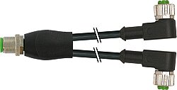 7000-40741-6331000 Y-Distributor M12 male / M12 female 90° A-cod. PUR 3x0.34 bk UL/CSA+drag ch. 10m