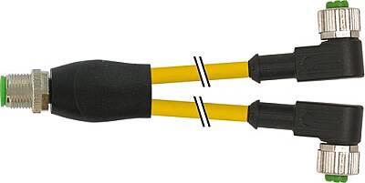 7000-40761-0330200 Y-Distributor M12 male / M12 female 90° A-cod. PUR 3x0.34 ye UL/CSA+drag ch. 2m - 1