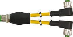 7000-40761-0530030 Y-Distributor M12 male / M12 female 90° A-cod. PUR 3x0.34 ye UL/CSA+robot+drag ch. 0.3m