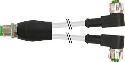 7000-40761-2530100 Y-Distributor M12 male / M12 female 90° A-cod. PUR 3x0.34 gy UL/CSA+robot+drag ch. 1m - 1