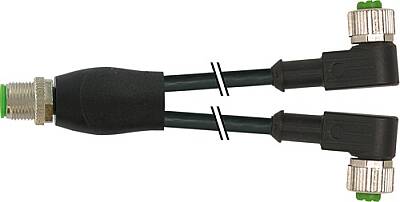 7000-40761-6330700 Y-Distributor M12 male / M12 female 90° A-cod. PUR 3x0.34 bk UL/CSA+drag ch. 7m - 1