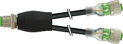 7000-40771-6330200 Y-Distributor M12 male / M12 female 0° A-cod. LED PUR 3x0.34 bk UL/CSA+drag ch. 2m