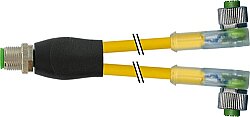 7000-40781-0330150 Y-Distributor M12 male / M12 female 90° A-cod. LED PUR 3x0.34 ye UL/CSA+drag ch. 1.5m