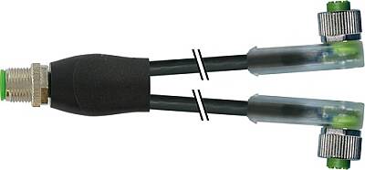 7000-40781-6330350 Y-Distributor M12 male / M12 female 90° A-cod. LED PUR 3x0.34 bk UL/CSA+drag ch. 3.5m - 1