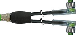 7000-40781-6330400 Y-Distributor M12 male / M12 female 90° A-cod. LED PUR 3x0.34 bk UL/CSA+drag ch. 4m