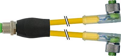 7000-40801-0130030 Y-Distributor M12 male / M12 female 90° A-cod. LED PVC 3x0.34 ye UL/CSA 0.3m - 1