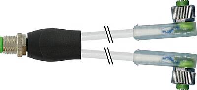 7000-40801-2530150 Y-Distributor M12 male / M12 female 90° A-cod. LED PUR 3x0.34 gy UL/CSA+robot+drag ch. 1.5m - 1
