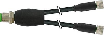 7000-40821-6100300 Y-Distributor M12 male / M8 female 0° A-cod. PVC 3x0.25 bk UL/CSA 3m - 1