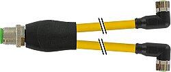 7000-40841-0100150 Y-Distributor M12 male / M8 female 90° A-cod. PVC 3x0.25 ye UL/CSA 1.5m
