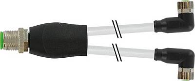 7000-40841-2100030 Y-Distributor M12 male / M8 female 90° A-cod. PVC 3x0.25 gy UL/CSA 0.3m - 1