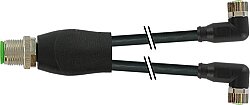 7000-40841-6100070 Y-Distributor M12 male / M8 female 90° A-cod. PVC 3x0.25 bk UL/CSA 0.7m