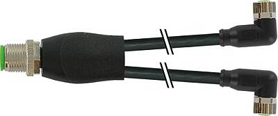 7000-40841-6300100 Y-Distributor M12 male / M8 female 90° A-cod. PUR 3x0.25 bk UL/CSA+drag ch. 1m - 1