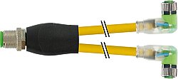 7000-40861-0300200 Y-Distributor M12 male / M8 female 90° A-cod. LED PUR 3x0.25 ye UL/CSA+drag ch. 2m