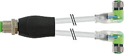 7000-40861-2300300 Y-Distributor M12 male / M8 female 90° A-cod. LED PUR 3x0.25 gy UL/CSA+drag ch. 3m