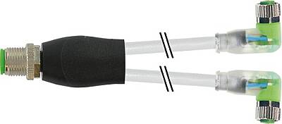 7000-40861-2500060 Y-Distributor M12 male / M8 female 90° A-cod. LED PUR 3x0.25 gy UL/CSA+robot+drag ch. 0.6m - 1