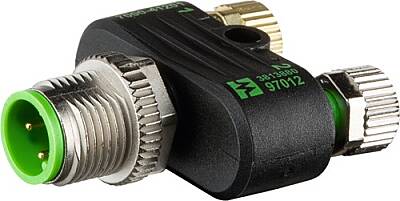 7000-41221-0000000 T-Coupler M12 male / 2x M8 female A-cod. 3-pol. / 2x 3-pol. - 1