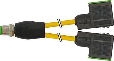 7000-42411-0360100 Y-Distributor M12 male / MSUD valve plug B-10mm PUR 3x0.75 ye UL/CSA+drag ch. 1m - 1