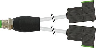 7000-42441-2260060 Y-Distributor M12 male / MSUD valve plug CI-9.4mm PUR 3x0.75 gy UL/CSA 0.6m - 1