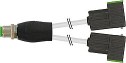 7000-42441-2260100 Y-Distributor M12 male / MSUD valve plug CI-9.4mm PUR 3x0.75 gy UL/CSA 1m