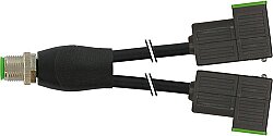 7000-42441-6260500 Y-Distributor M12 male / MSUD valve plug CI-9.4mm PUR 3x0.75 bk UL/CSA 5m