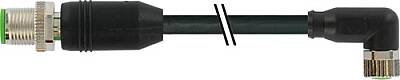 7000-43321-6400300 M12 male 0° / M8 female 90° A-cod. shielded PUR 3x0.34 shielded bk UL/CSA+drag ch. 3m - 1