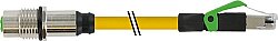 7000-44851-6750200 M12 fem. recept. D-cod. rear/RJ45 male 0° shielded PUR 1x4xAWG22 shielded ye UL/CSA+drag ch. 2m