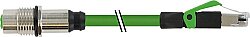 7000-44851-7940250 M12 fem. recept. D-cod. rear/RJ45 male 0° shielded PUR 1x4xAWG22 shielded gn UL/CSA 2.5m