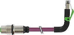 7000-44867-7980030 M12 fem. recept. D-cod. rear / RJ45 male 90° up PUR 1x4xAWG22 shielded vt UL/CSA+drag ch. 0.3m