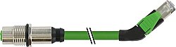 7000-44881-7940100 M12 fem. recept. D-cod. rear / RJ45 male 45° left PUR 1x4xAWG22 shielded gn UL/CSA 1m
