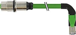 7000-44897-7960020 M12 fem. recept. D-cod. rear / RJ45 male 90° right PUR 1x4xAWG22 shielded gn UL/CSA+drag ch. 0.2m