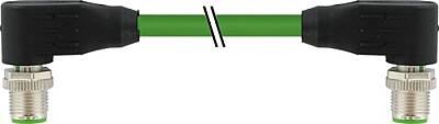 7000-47021-8310080 M12 male 90° / M12 male 90° Y-cod. shielded PUR AWG20/26 shielded gn UL/CSA+drag ch. 0,8m - 1