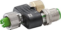 7000-47301-0000000 T-Coupler M12 female / M12 female + male shielded Y-cod. / D-cod. Ethernet + A-cod.