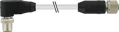 7000-48061-2940400 M12 male 90° / M12 female 0° A-cod. shielded PUR 8x0.25 shielded gy UL/CSA+drag ch. 4m - 1