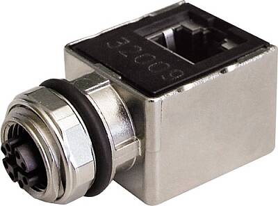7000-51541-0000000 Adaptor M12 female 0° X-cod. / RJ45 90° 8-pol., shielded, CAT6A - 1