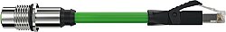 7000-51551-7900100 M12 fem. recept. X-cod. / RJ45 male 0° shielded PUR 4x2xAWG26 shielded gn UL/CSA 1m