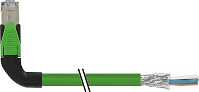 7000-74281-7940300 RJ45 male 90° right with cable shielded PUR 1x4xAWG22 shielded gn UL/CSA 3m - 1