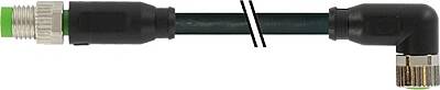 7000-88021-6100050 M8 male 0° / M8 female 90° A-cod. PVC 3x0.25 bk UL/CSA 0.5m - 1